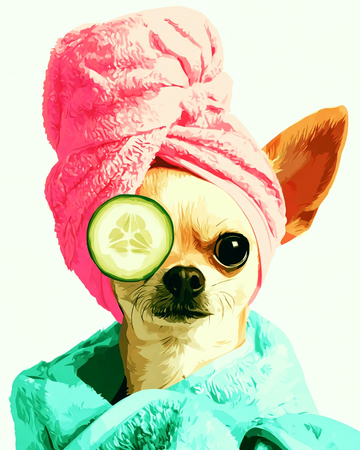 A small dog in the self-service bath station